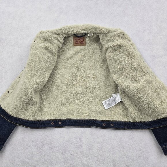 Levis Original Classic Sherpa Trucker Jacket  Women's Size Medium Blue Denim EUC - Picture 4 of 11